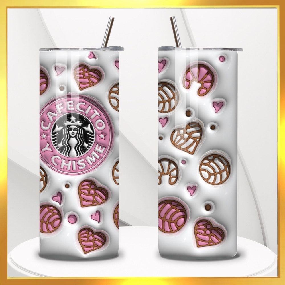 Cafecito y Chisme - - 20oz Tumbler Stainless Steel - Design created by me